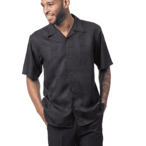 Montique-2612-mens-walking-suits-black-short-sleeve-mens-two-piece-leisure-suits
