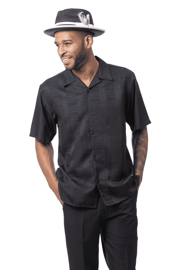 Montique-2612-mens-walking-suits-black-short-sleeve-mens-two-piece-leisure-suits