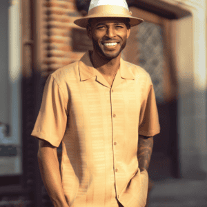 Montique-2612-mens-walking-suits-camel-short-sleeve-mens-two-piece-leisure-suits