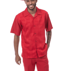 Montique-2612-mens-walking-suits-red-short-sleeve-mens-two-piece-leisure-suits