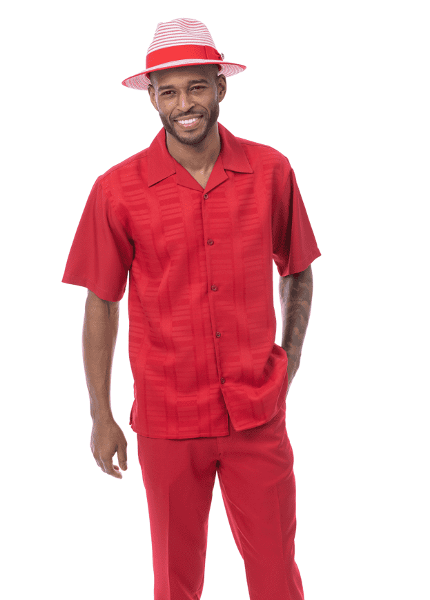 Montique-2612-mens-walking-suits-red-short-sleeve-mens-two-piece-leisure-suits
