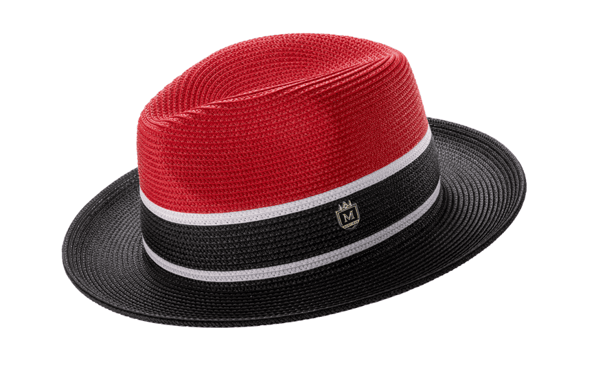 montique-h-89-red-black-mens-straw-hat-three-tone-fedora-hat