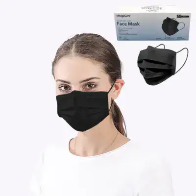 Mask Face Surg Disp Black 50Ct