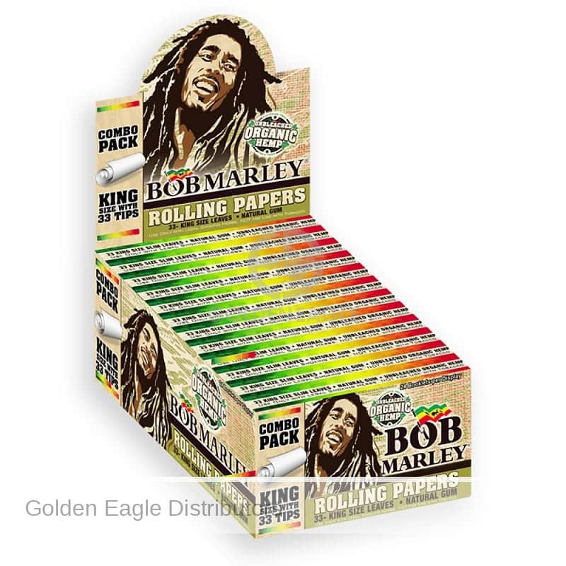 Bob Marley Rolling Paper Organic Ks 33 Tips 24Ct