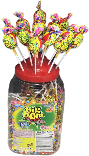 Kids Big Bom Lollipops Asst 80Ct