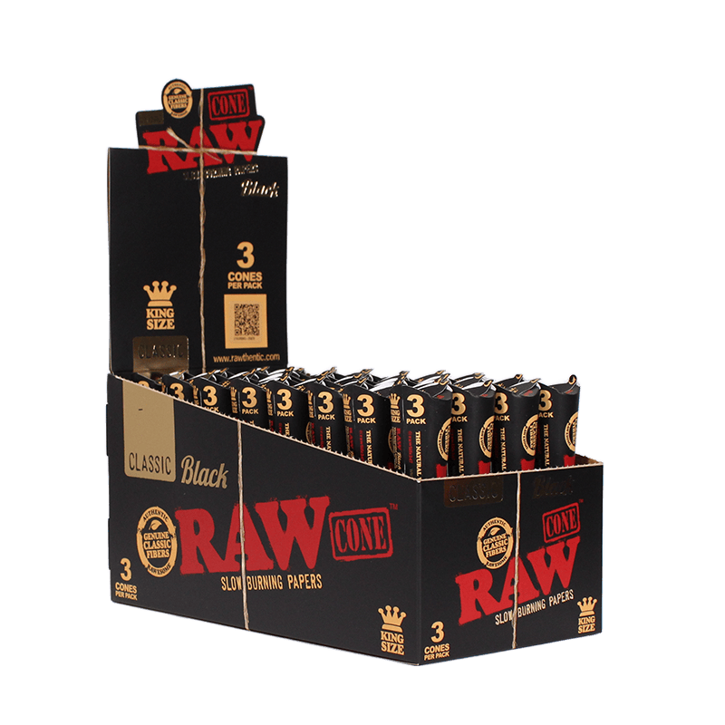 Raw Classic Cone Ks Black 32/3Pk