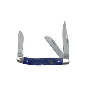 Open Cattleman Stockman Jigged Delrin Knife in blue