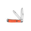 open cattleman trapper jigged delrin knives in orange