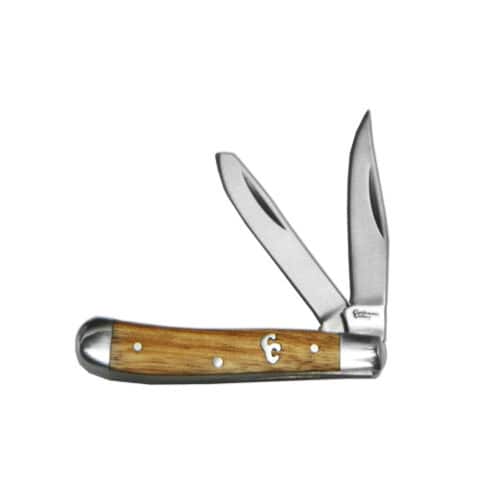 Cattleman peanut Sagebrush Zebra Wood knife open