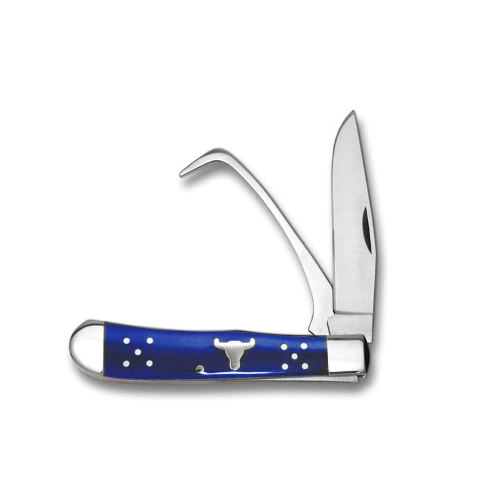open cattleman farriers knives blue
