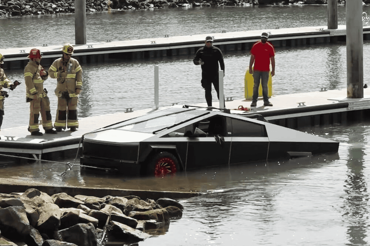 Tesla Cybertruck Dip at Ventura Harbor