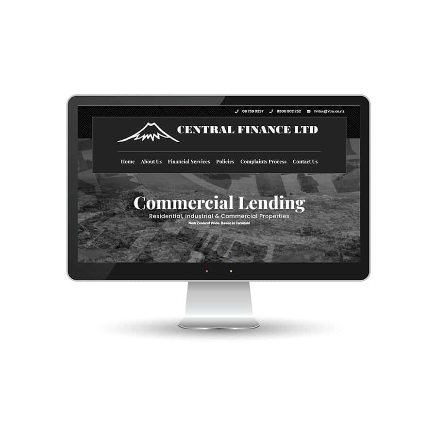Central Finance Commercial real estate website homepage showcasing professional property lending services in New Zealand.