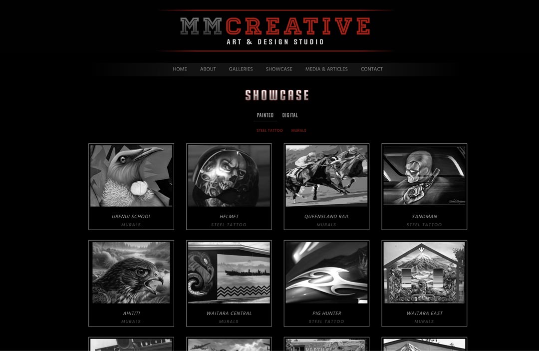 Showcase of digital and painted artwork including characters, vehicles, and environments.