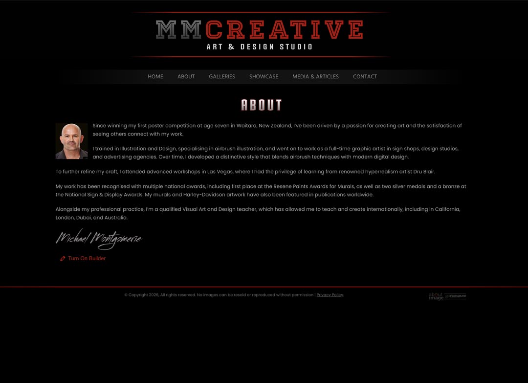 About Image of Creative Art & Design Studio website homepage.