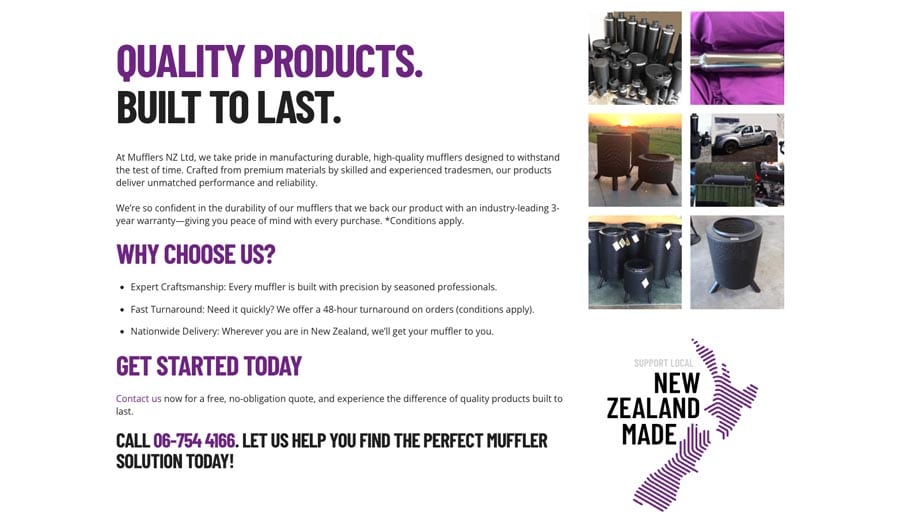 Muffler manufacturing in New Zealand, durable high-quality silencers for vehicles and industrial use.