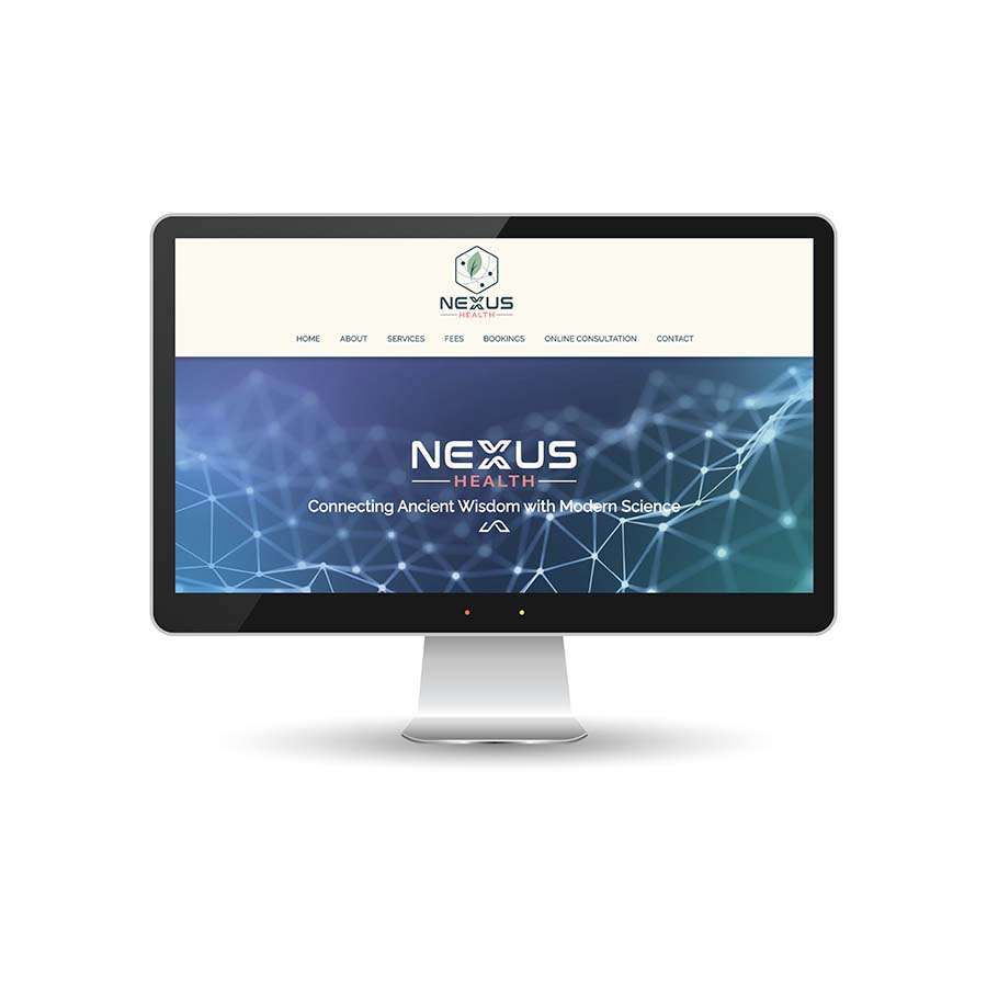 Modern Nexus Health website showcasing health services and online consultation features.