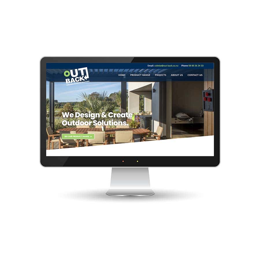 Outback Website Outback outdoor solutions website on computer screen.