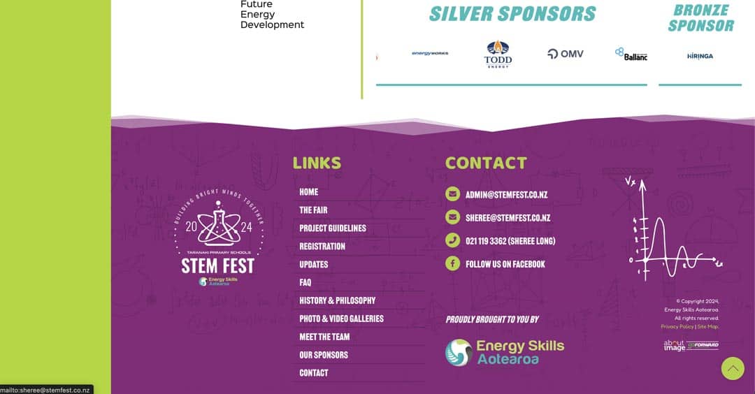 Energy skills STEM fest sponsors and contact information.