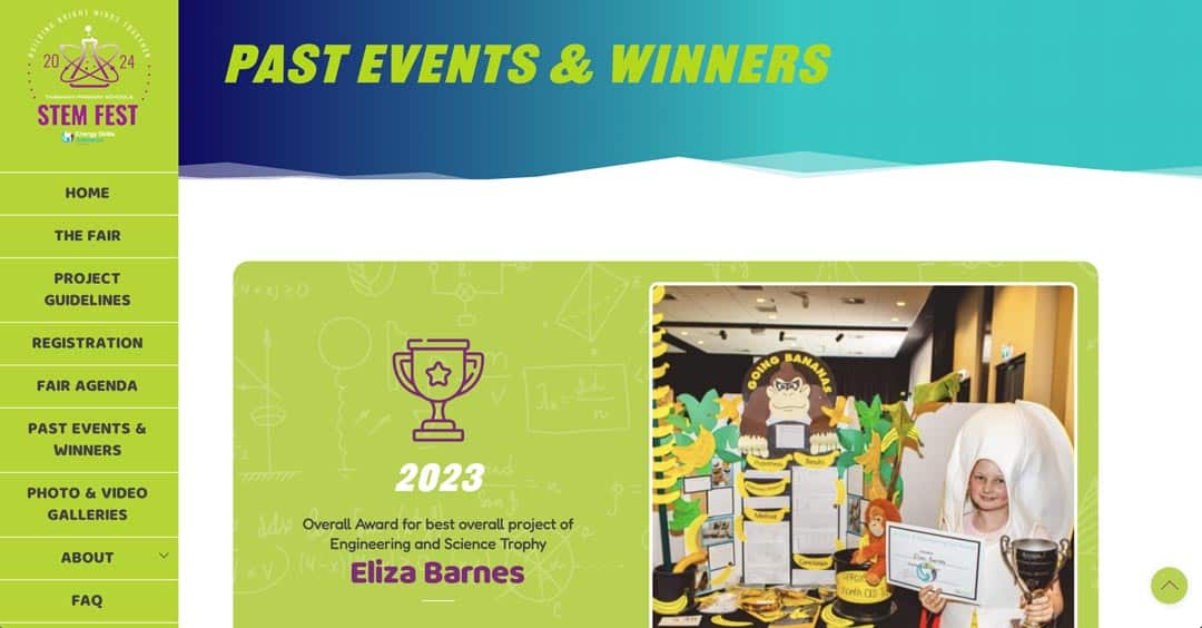 Winner of 2023 Engineering and Science Trophy with project display at STEM Fest.