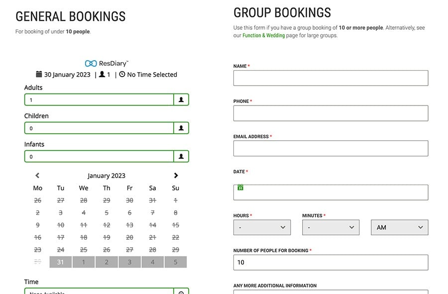 Arborio booking