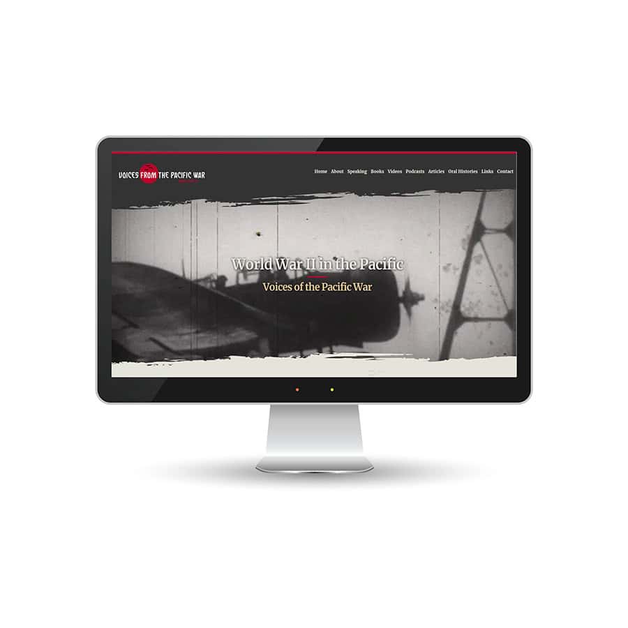 voices from the pacific war Vintage war documentary website homepage on computer screen, Voices from the Pacific War.