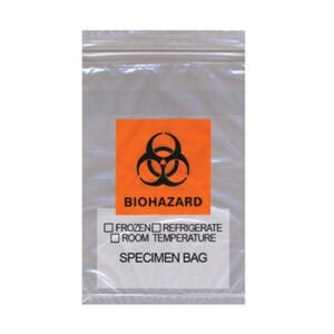 Zip Specimen Transport Bag, 6W x 9L, Orange/Black Biohazard, 1.75 MIL