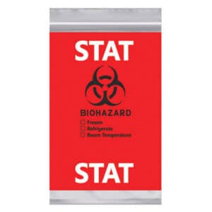 Custom: Zip Specimen Transport Bag, 6W x 9L, Red/Black Biohazard, 2 MIL