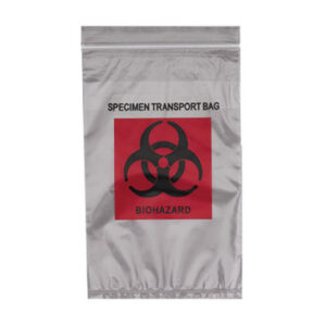 6W x 9L, 1.7 Mil Red Imprint Clear Specimen Bags