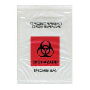 8W x 10L, 1.75 Mil Red Imprint Clear Specimen Bags