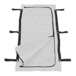 36W x 90L, White Poly Adult Post-Mortem Body Bags, Curved Zipper