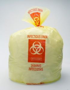 31W x 43L, 14 Micron Yellow Infectious Linen Liners