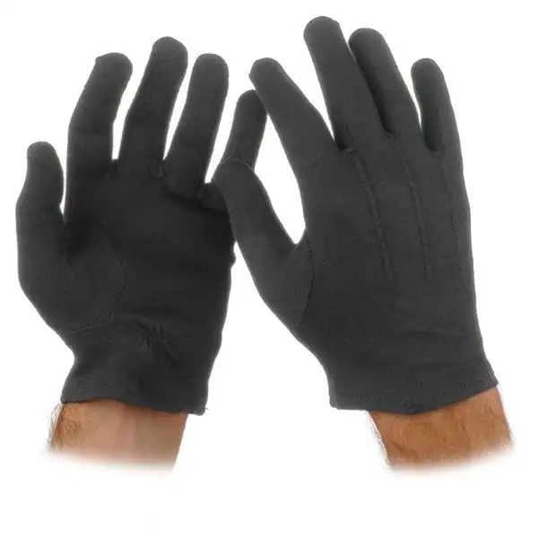 Black Cotton Slip-On Gloves