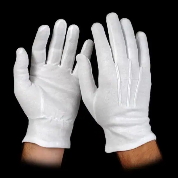 white cotton slip-on gloves