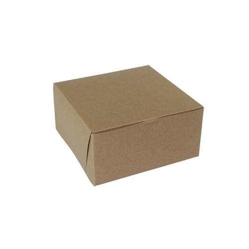 10 x 10 x 5, Bakery Boxes, 1-Piece Lock Corner, Natural Kraft