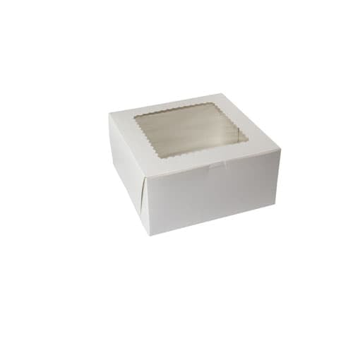 10 x 10 x 5, Window Bakery Boxes, 1-Piece Lock Corner, White