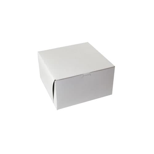 10 x 10 x 6, Bakery Boxes, 1-Piece Lock Corner, White