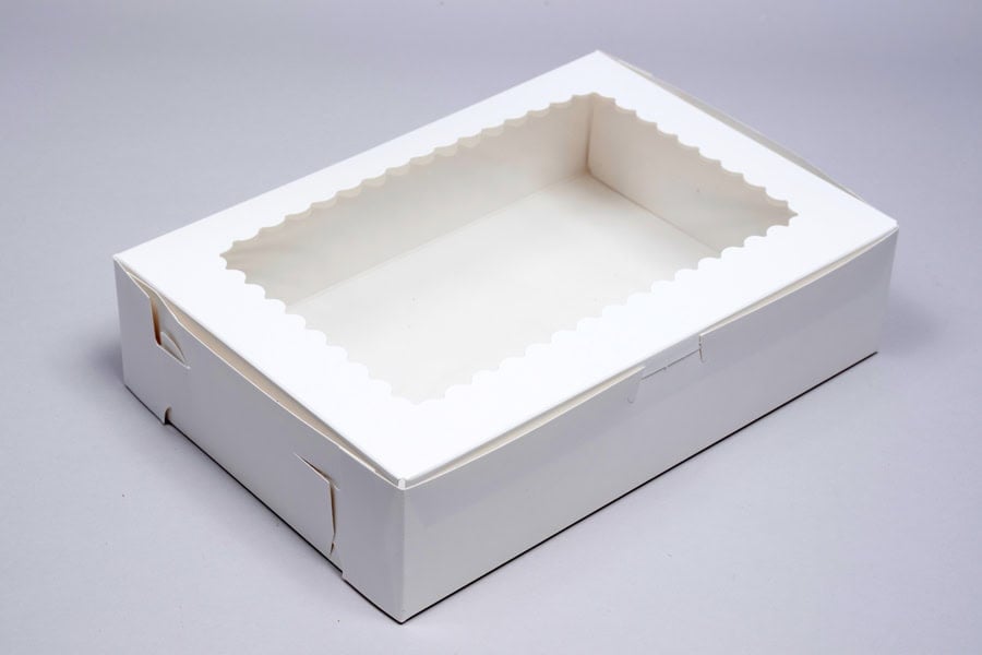 14 x 10 x 2-1/2, Window Cupcake Boxes, 1-Piece Lock Corner, White