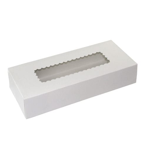 12-1/2 x 5-1/2 x 2-1/4, Window Bakery Boxes, Glued 4-Corner, White