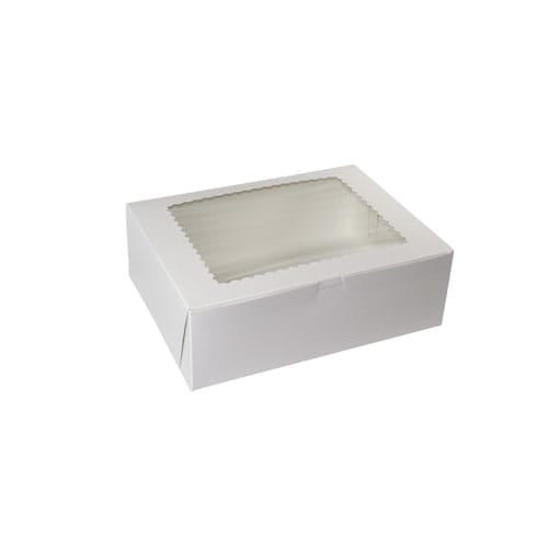 12 x 9 x 4, Window Cupcake Boxes, 1-Piece Lock Corner, White