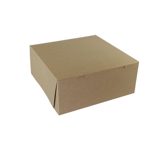 9 x 9 x 2-1/2, Bakery Boxes, 1-Piece Lock Corner, Natural Kraft