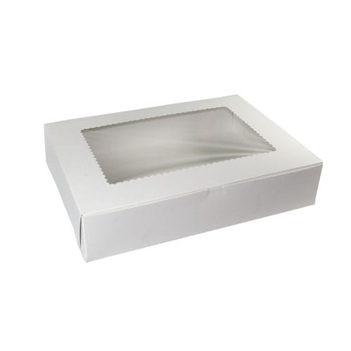 19 x 14 x 4, Window Cupcake Boxes, 1-Piece Lock Corner, White