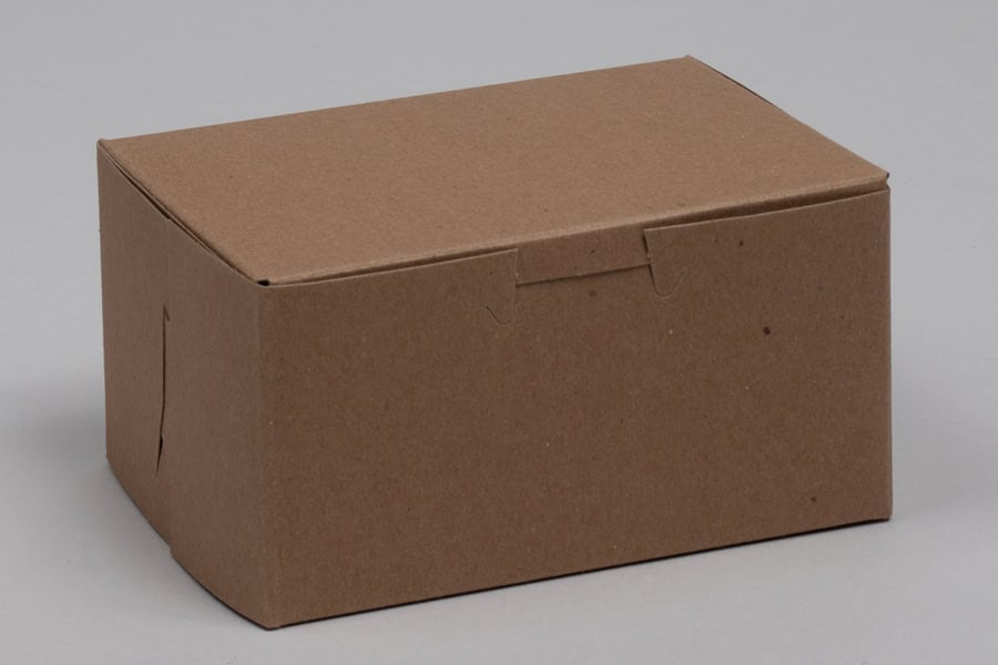 9 x 5 x 4, Bakery Boxes, 1-Piece Lock Corner, Natural Kraft
