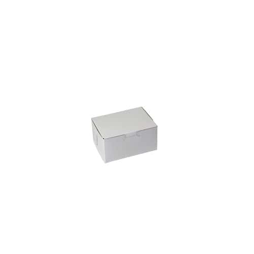 6-1/2 x 4 x 2-3/4, Bakery Boxes, 1-Piece Lock Corner, White