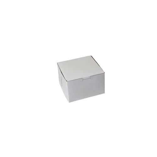 6-1/2 x 6-1/2 x 4, Bakery Boxes, 1-Piece Lock Corner, White