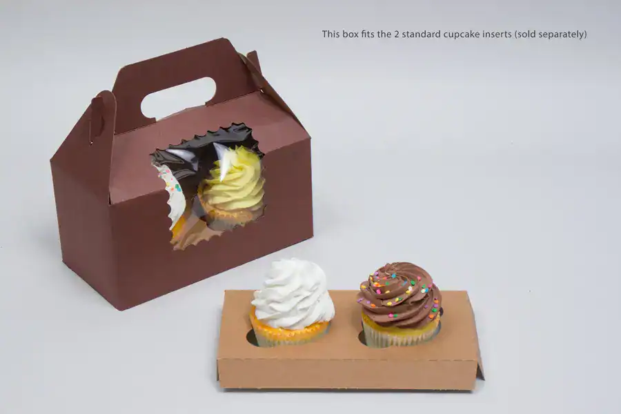 Cocoa Cupcake Gable Box (this box fits 2 standard cupcake inserts, sold separately)
