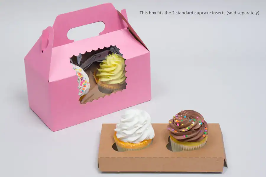 Pink Cupcake Gable Box (this box fits 2 standard cupcake inserts, sold separately)