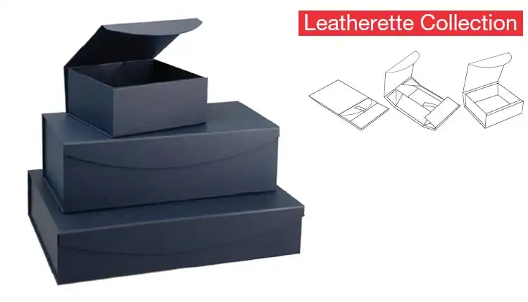 Magnetic Navy Curved Boxes Leatherette Finish
