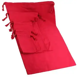 Red Cotton Pouch with Thick Red Cords