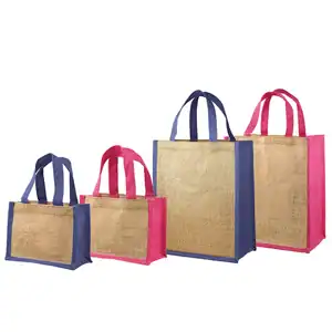 Jute Tote with Colored Gussets