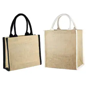 Jute Tote with Cotton Trim